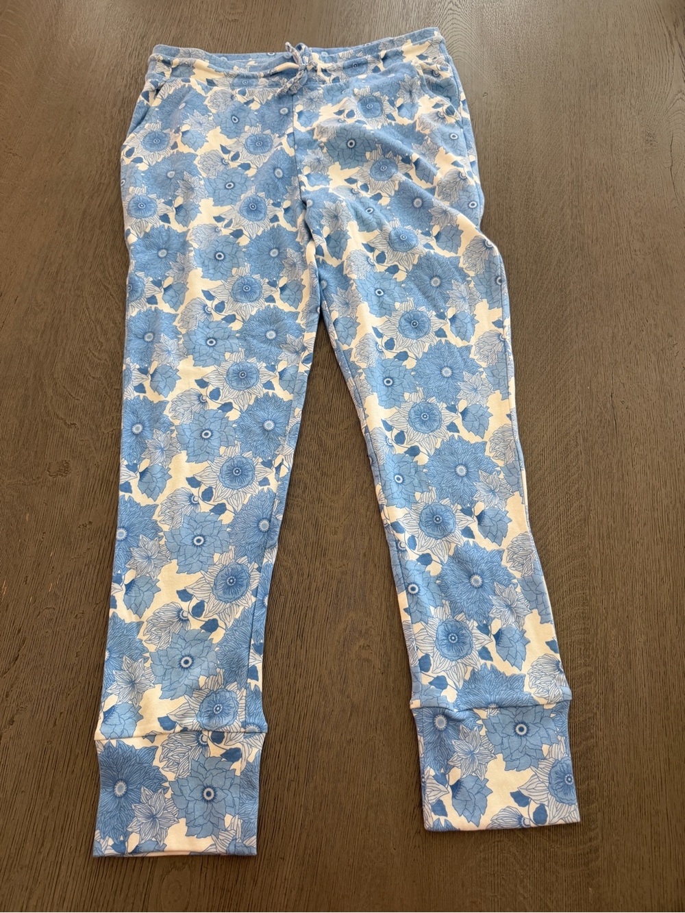 Kate Quinn Blue Floral Joggers Size M